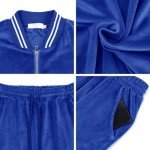 Totatuit Womens Velour Tracksuit Set Long Sleeve Full Zipper Sweatsuit Casual Jogging Suits Workout Pants Blue X-Large