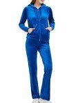 Woolicity Womens Sweatsuit Set Velour Tracksuit Loungewear 2 Piece Hoodie Sweatshirt Sport Pants Athletic Outfits Blue XL