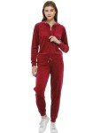 Woolicity Womens Velour Tracksuit 2 Piece Outfits for Women Long Sleeve Hooded Zip Tops Jogging Velvet Sportswear