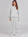 ANRABESS Womens 2 Piece Outfits Lounge Hoodie Oversized Sweatshirt Jogger Sweatpants Y2K Tracksuit Sweatsuit Set Fall Clothes, Light Gray, Medium