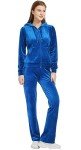 Woolicity Womens Sweatsuit Set Velour Tracksuit Loungewear 2 Piece Hoodie Sweatshirt Sport Pants Athletic Outfits Blue XL