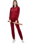 Woolicity Womens Velour Tracksuit 2 Piece Outfits for Women Long Sleeve Hooded Zip Tops Jogging Velvet Sportswear