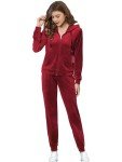 Woolicity Womens Velour Tracksuit 2 Piece Outfits for Women Long Sleeve Hooded Zip Tops Jogging Velvet Sportswear