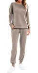 Jhsnjnr Women's 2 Piece Sweatsuits Long Sleeve Top Drawstring Pants Tracksuits Set Khaki