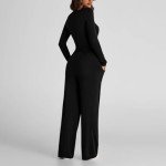 Women's Fall Two Piece Outfits Casual Tracksuit Long Sleeve Tee Shirts and Wide Leg Pants Matching Lounge Sets Black,Large
