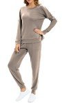 Jhsnjnr Women's 2 Piece Sweatsuits Long Sleeve Top Drawstring Pants Tracksuits Set Khaki