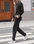 Totatuit Women's Velour Tracksuit 2 Piece Outfits Striped Long Sleeve Pullover and Pants Pajama Lounge Jogger Sets with Pocket