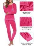 Totatuit Velour Tracksuit Womens, Ladies Two Piece Outfits Sweatsuit Set Striped Leopard Top and Long Pant Loungewear Pajamas Workout Jogger Sets Rose