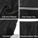 Totatuit Women's Velour Tracksuit 2 Piece Outfits Striped Long Sleeve Pullover and Pants Pajama Lounge Jogger Sets with Pocket