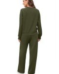 Jescakoo Womens 2 Piece Sweatsuit Outfit 2024 Fall Long Sleeve Pullover Lounge Set Casual Gym Tracksuit S-XXL Green Size M