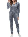 MessBebe Womens Sweatsuits Velour Tracksuits Set 2 Piece Sports Outfit Zip Hoodie Pants Set Joggers Set Grey S
