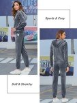 MessBebe Womens Sweatsuits Velour Tracksuits Set 2 Piece Sports Outfit Zip Hoodie Pants Set Joggers Set Grey S