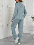 Famulily Womens Fall 2 Piece Outfits Hoodie Sweatpants Jogger Sweatsuit Workout Set Y2K Tracksuits Blue L