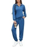 ELESOL Women's 2025 Fall Two Piece Outfit Tracksuit Quarter 1/4 Zip Sweatsuits Track Suits Set Casual Jogger Set
