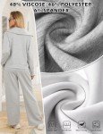 Voqeen Lounge sets for women Womens Long Sleeve Top Wide Leg Pants 2 Piece Fall Outfits Sweatsuit(Grey,M)