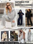 Voqeen Lounge sets for women Womens Long Sleeve Top Wide Leg Pants 2 Piece Fall Outfits Sweatsuit(Grey,M)