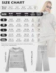 Voqeen Lounge sets for women Womens Long Sleeve Top Wide Leg Pants 2 Piece Fall Outfits Sweatsuit(Grey,M)
