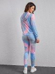 Women's Tie Dye Jogger Outfit Sweatsuit 2 Piece Sweatshirt Long Sleeve Hooded and Pants Lounge Sets Tracksuit