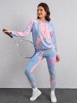 Women's Tie Dye Jogger Outfit Sweatsuit 2 Piece Sweatshirt Long Sleeve Hooded and Pants Lounge Sets Tracksuit