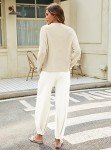 oten 2 Piece Outfits For Women Trendy Sweatsuit Lounge Sets Cozy Knit Sweater Long Sleeve Tracksuit Loungewear Set Beige White Medium