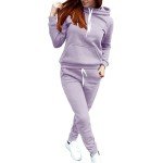 Women's 2 Piece Sweatsuit Long Sleeve Hoodie and Jogger Jogger Sweatpants Lounge Sets Fall Winter Casual Loose Tracksuits, E# Purple, Medium