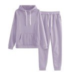 Women's 2 Piece Sweatsuit Long Sleeve Hoodie and Jogger Jogger Sweatpants Lounge Sets Fall Winter Casual Loose Tracksuits, E# Purple, Medium
