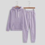 Women's 2 Piece Sweatsuit Long Sleeve Hoodie and Jogger Jogger Sweatpants Lounge Sets Fall Winter Casual Loose Tracksuits, E# Purple, Medium