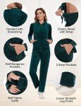 ROYAL MATRIX Women's Velour Tracksuit - 2 Pieces Velour Sweatsuits Velvet Track Suits Set Full Zip Hoodie & Sweatpants Sets Dark Green,XL