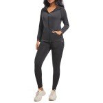 XPINYT 5pcs Workout Outfits for Women Athletic Sets Sport Suits Yoga Gym Fitness Exercise Clothes Jogging Tracksuits(Black 03,XL)