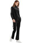Woolicity Womens Velour Tracksuits Set 2 Piece Sweatsuits Full Zip Velvet Outfits Hoodie and Sweatpant Jogging Suit, Black, Small