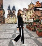 Woolicity Womens Velour Tracksuits Set 2 Piece Sweatsuits Full Zip Velvet Outfits Hoodie and Sweatpant Jogging Suit, Black, Small