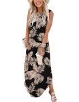 Zeagoo Women's Summer Maxi Beach Dress - Leaf Black