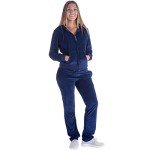 Velour Tracksuits Womens Jogging Track Suit for Women Set 2 Piece Outfits SweatPants, Navy, Small