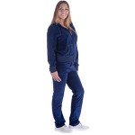 Velour Tracksuits Womens Jogging Track Suit for Women Set 2 Piece Outfits SweatPants, Navy, Small