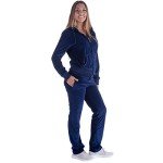 Velour Tracksuits Womens Jogging Track Suit for Women Set 2 Piece Outfits SweatPants, Navy, Small