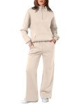 Aleumdr Two Piece Sets for Women Sweatsuit Tracksuits Zip Up Sweatshirt Fleeced Wide Leg Sweatpants 2024 Fall Athleisure Sweat Matching Sets Women Clothing Cotton Lounge Sets Grey Medium