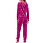 YMADREIG Womens Velvet Two Piece Sets Casual Velour Tracksuit Set Full Zip Hoodies Sweatshirt and Jogger Pants Lounge Outfits, A04-hot Pink, X-Large
