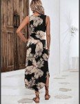 Zeagoo Women's Summer Maxi Beach Dress - Leaf Black