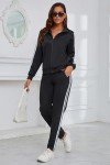 MSKBJT Women's 2 Piece Tracksuit Long Sleeve Track Suits Full Zip Lounge Set Sweatsuits Outfits, Black, Medium