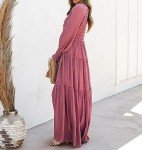 R.Vivimos Long Sleeve Flowy Maxi Dress - Dark Pink