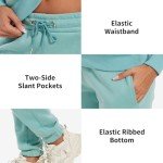 Eylhot Women's 2 Piece Sweatsuits Long Sleeve Drawstring Tracksuits Pullover Hoodies and Sweatpants Lounge Set, Green, Large