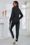 MSKBJT Women's 2 Piece Tracksuit Long Sleeve Track Suits Full Zip Lounge Set Sweatsuits Outfits, Black, Medium