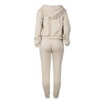 3 Piece Lounge Sets for Women Winter Tracksuit Sweatsuit Fashion Crop Tops Zipper Hooded Sweatshirt and Sweatpants Set Ladies Pant Suits