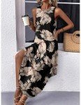 Zeagoo Women's Summer Maxi Beach Dress - Leaf Black