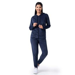 Wright's womens Velour Tracksuit 2 Piece Zip Up Hoodie and Jogger, Deep Blue, 1X