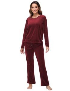 ROYAL MATRIX Women's Velour Tracksuit, 2 Pieces Sweatsuit Burgundy L