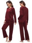 ROYAL MATRIX Women's Velour Tracksuit, 2 Pieces Sweatsuit Burgundy L