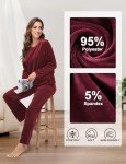 ROYAL MATRIX Women's Velour Tracksuit, 2 Pieces Sweatsuit Burgundy L