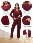 ROYAL MATRIX Women's Velour Tracksuit, 2 Pieces Sweatsuit Burgundy L