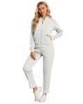 BASICDOT Women's Two Piece Tracksuit Long Sleeve Zip Up Sweatshirt Long Pants Outfits Jogger Sweatsuit Sets, Dusty Pink, Large